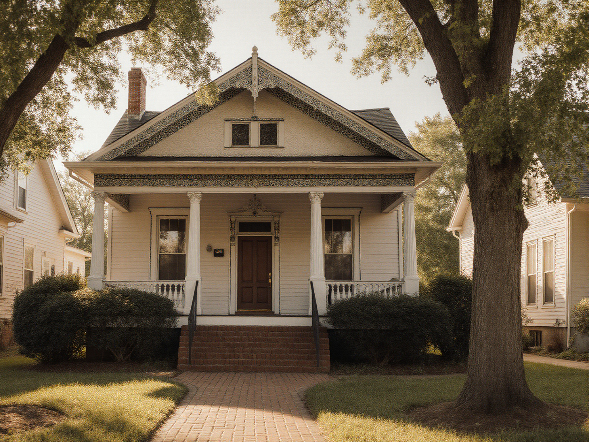 A tree-lined Lockeland Springs street with historic Victorian and craftsman homes